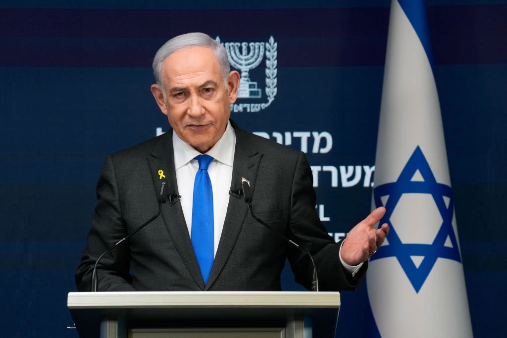 El primer ministro israelí, Benjamin Netanyahu, habla durante una conferencia de prensa en Jerusalén, el 2 de septiembre de 2024. Ohad Zwigenberg /POOL/AFP vía Getty Images