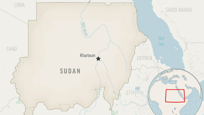 Este es un mapa localizador de Sudán con su capital, Jartum. (AP Photo)