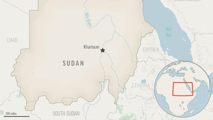 Este es un mapa localizador de Sudán con su capital, Jartum. (AP Photo)