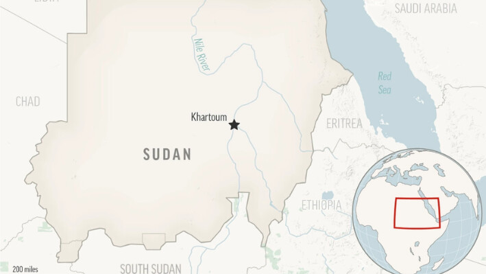 Un mapa localizador de Sudán con su capital, Jartum. (AP Photo).