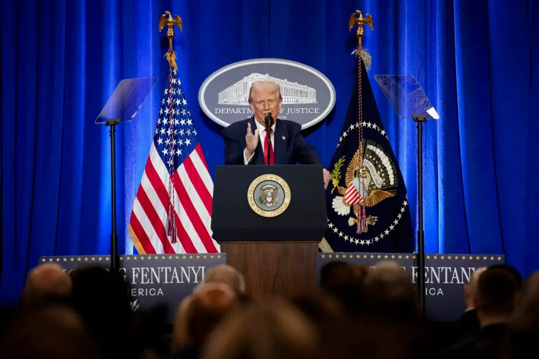 El presidente Donald Trump habla en el Departamento de Justicia en Washington el 14 de marzo de 2025. (Andrew Harnik/Getty Images)
