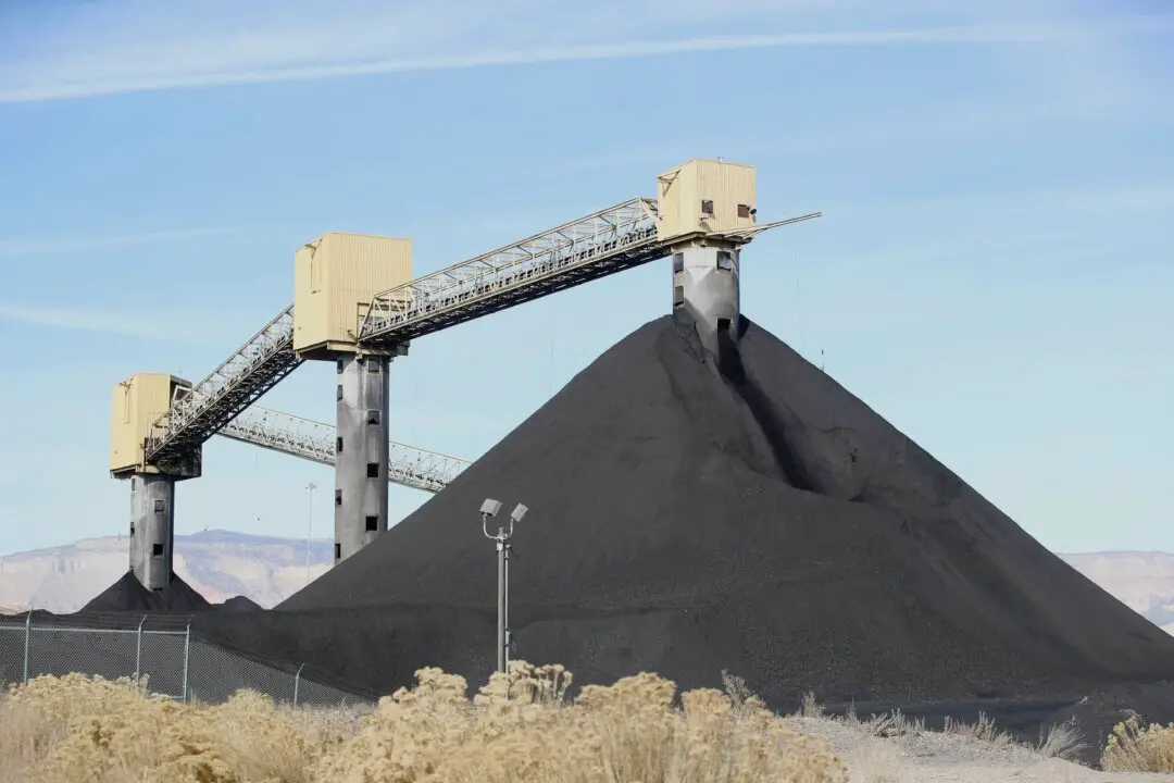 Montones de carbón en la central eléctrica de carbón Hunter de PacifiCorp, a las afueras de Castle Dale, Utah, el 14 de noviembre de 2019. (George Frey/AFP a través de Getty Images)
