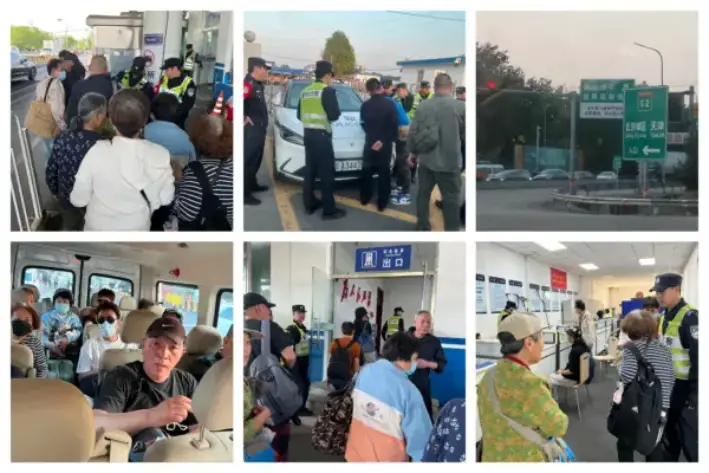 Denunciantes interceptados en un control en Langfang, el 26 de abril de 2025. (Imagen facilitada por un entrevistado)