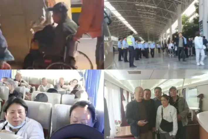 Los solicitantes de Shanghai son escoltados a la fuerza de vuelta a Shanghái en tren, el 29 de abril de 2025. (Proporcionado por un entrevistado)