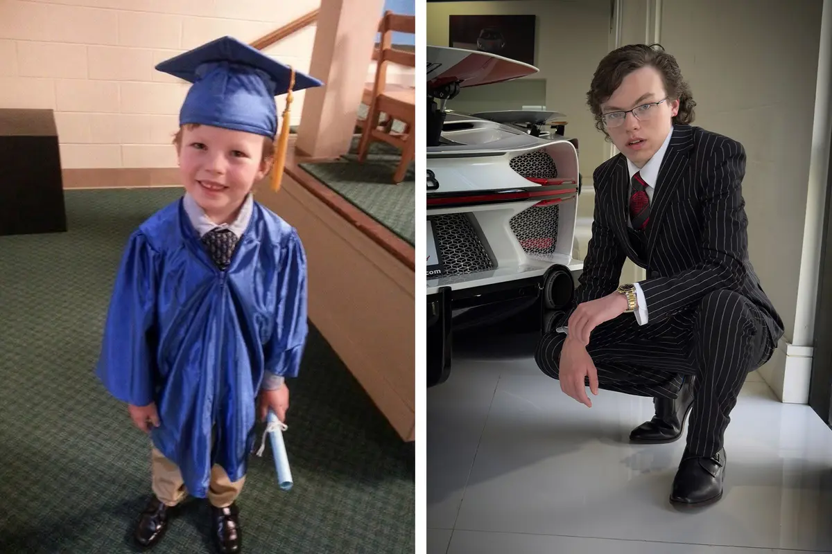 Mike Wimmer recibiendo elogios cuando era niño y hoy en día. (Cortesía de Melissa Wimmer).
