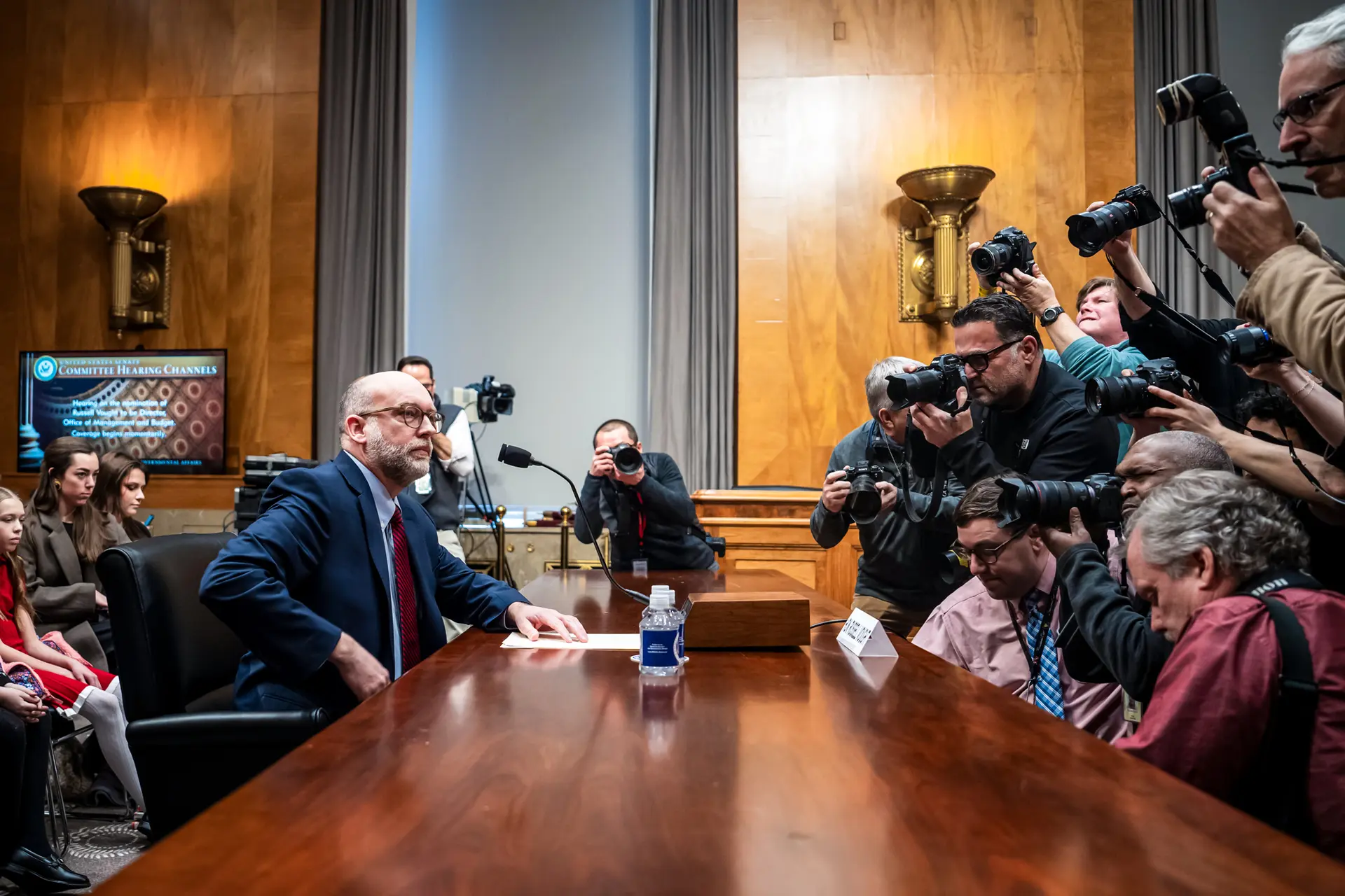 Russ Vought, candidato a director de la Oficina de Gestión y Presupuesto, en el Capitolio, en Washington, el 15 de enero de 2025. Crítico desde hace mucho tiempo de la Ley de Control de Embargos, Vought se ha comprometido a reforzar el poder de embargo del presidente en el segundo mandato de Trump. (Madalina Vasiliu/The Epoch Times)