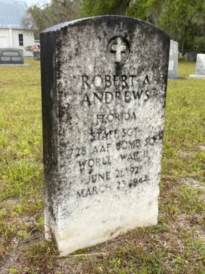 La lápida de un veterano cubierta de moho negro. (Cortesía de Robert Zipperer)
