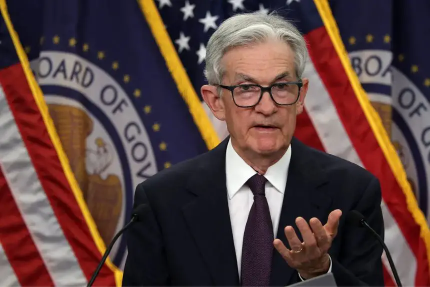 El presidente de la Junta de la Reserva Federal, Jerome Powell, ofrece una rueda de prensa tras la reunión del Comité Federal de Mercado Abierto celebrada en Washington el 18 de junio de 2025. (Win McNamee/Getty Images)