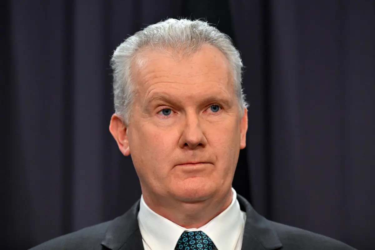 El ministro del Interior, Tony Burke, en una rueda de prensa en el Parlamento de Canberra, Australia, el 17 de julio de 2024. (Imagen de AAP/Mick Tsikas).