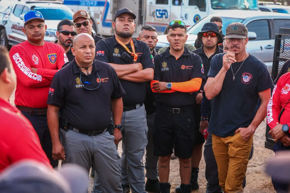 Personal de rescate de México se coordina para apoyar en la búsqueda de personas desaparecidas tras las inundaciones de Texas, 9 de julio de 2025. (Cortesía: Protección Civil de Nuevo León)