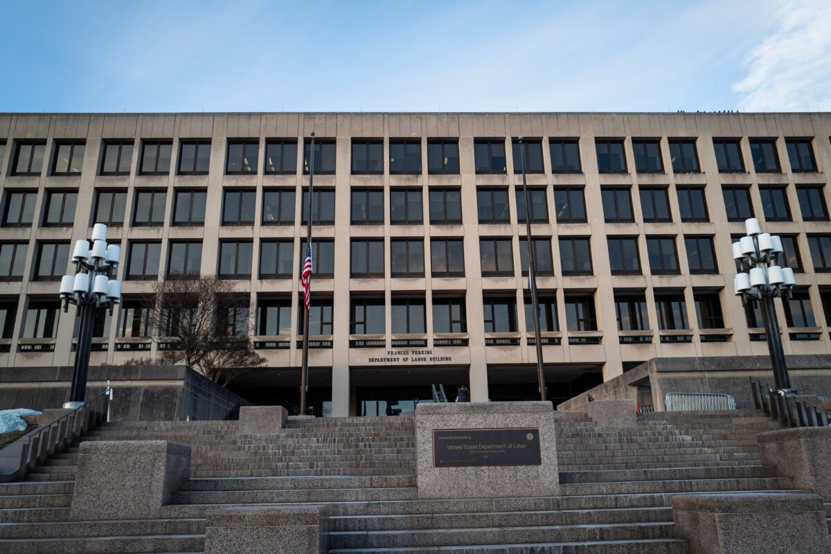 El Departamento de Trabajo de los Estados Unidos en Washington, el 14 de enero de 2025. (Madalina Vasiliu/The Epoch Times).
