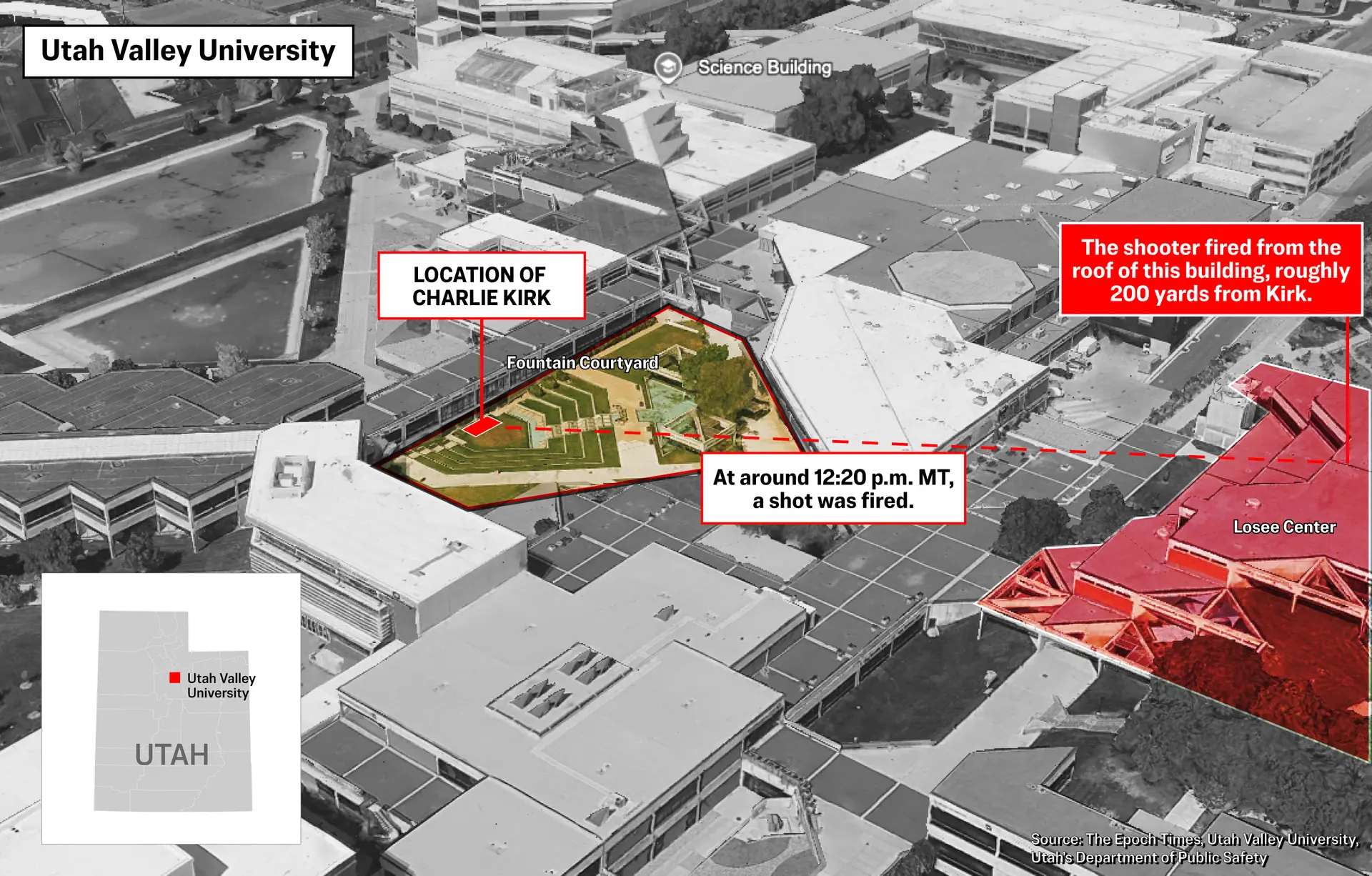 Ilustración de The Epoch Times, (Google Earth)