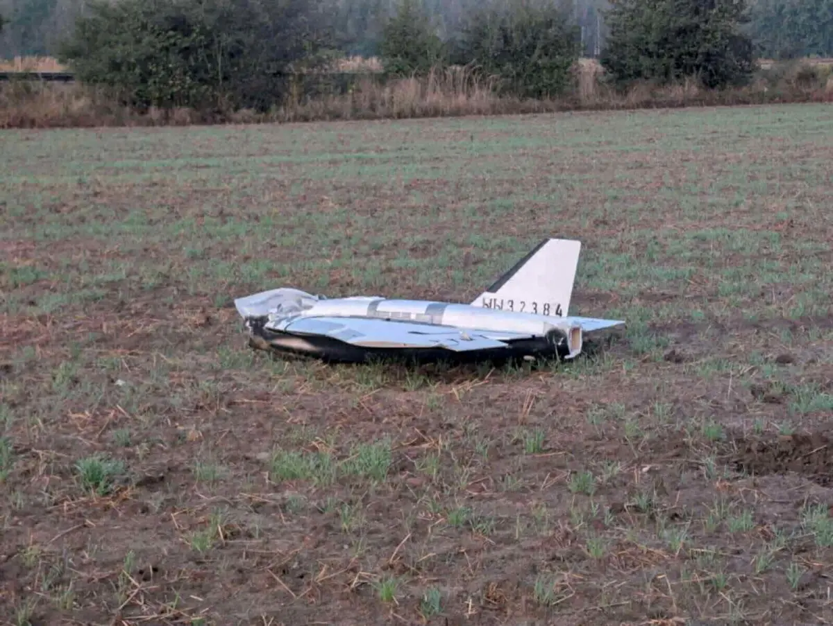 En esta imagen obtenida de las redes sociales, un dron dañado yace en el suelo tras caer en la localidad polaca oriental de Czosnowka, el 10 de septiembre de 2025. (Dariusz Stefaniuk vía Reuters)