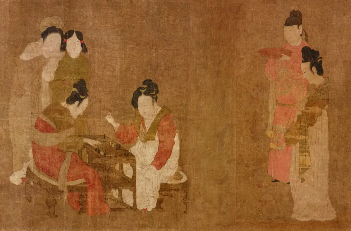 Damas de la corte jugando al doble seis durante la dinastía Tang. (Zhou Fang)