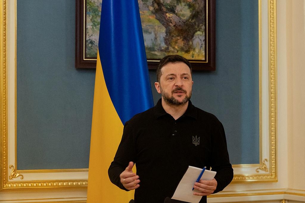 El presidente ucraniano Volodímir Zelenski en Kiev el 22 de abril de 2025. (Tetiana Dzhafarova/AFP a través de Getty Images)