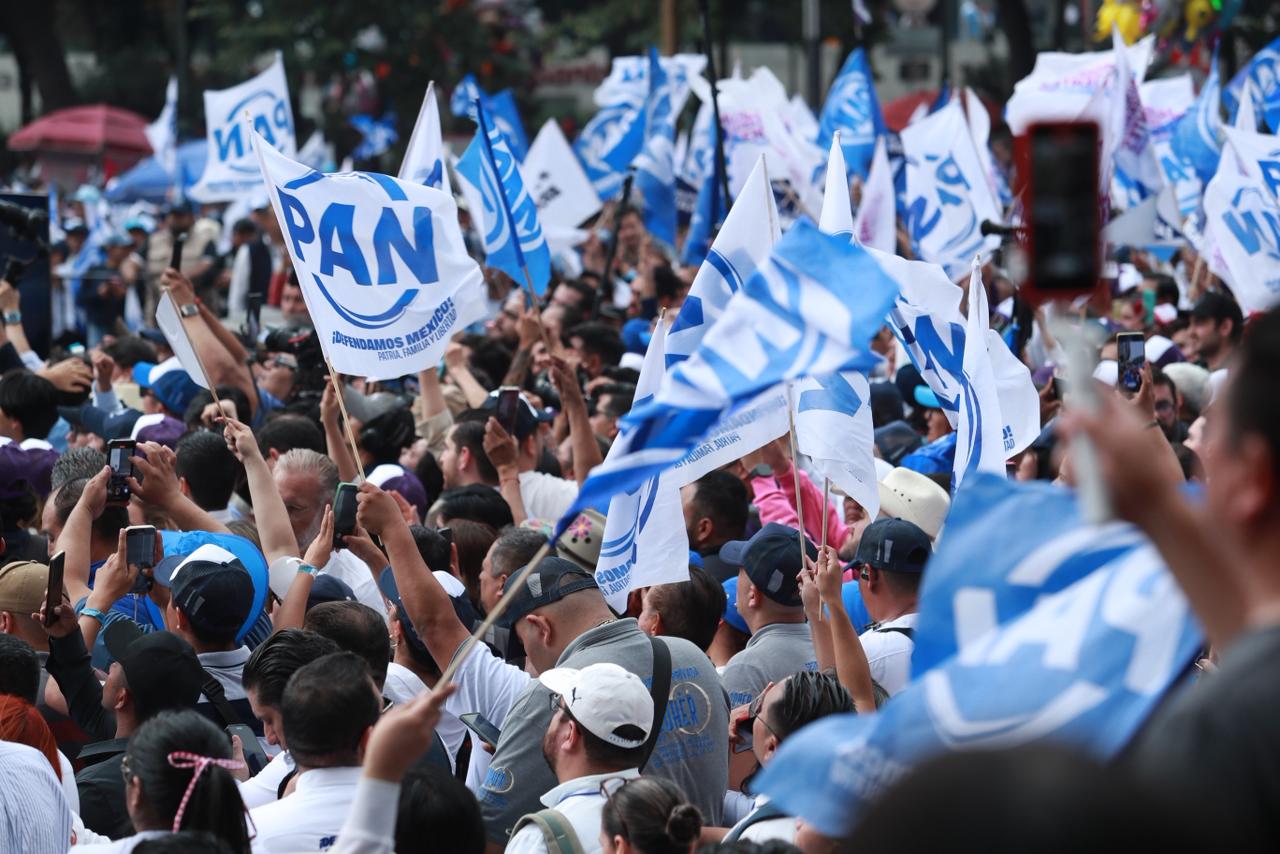Marcha previa al evento de relanzamiento del PAN en la Ciudad de México, el 18 de octubre 2025. (Cortesía del Partido Acción Nacional)