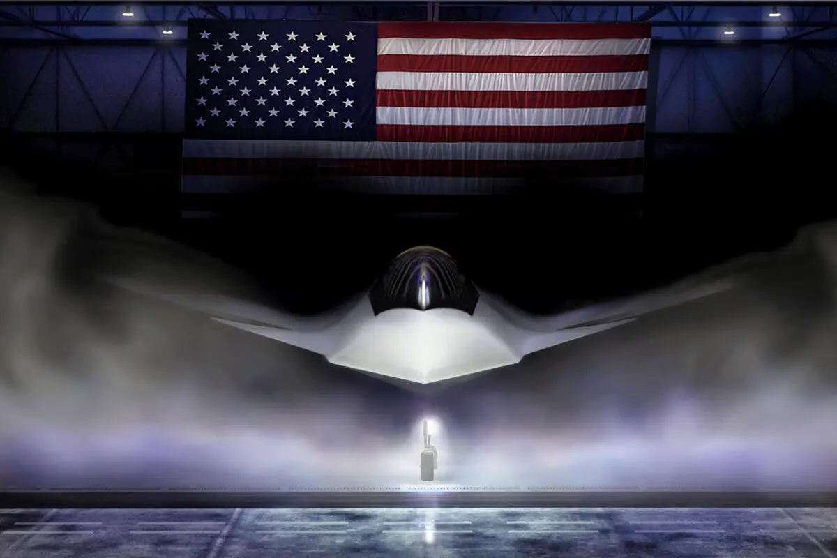 Una representación artística del caza de sexta generación de la Fuerza Aérea, el F-47. (Cortesía de la Fuerza Aérea de Estados Unidos).
