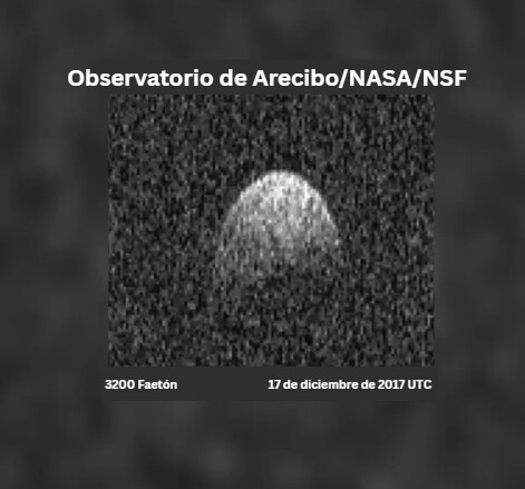 El asteroide 3200 Ph se observa a través del espacio mediante el telescopio radar de la NASA en el Observatorio de Arecibo. (Observatorio de Arecibo/NASA/NSF).